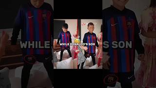 Ronaldos Son Wearing A Barcelona Jersey While Messi☠️😅 shorts viral funny trending fypシ fyp [upl. by Riccardo]