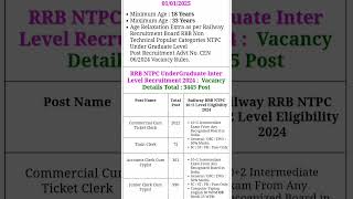 RRB NTPC 102 Vacancy 2024 RRB NTPC [upl. by Ketti]