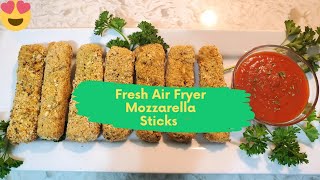 How to Make Homemade Air Fryer Mozzarella Sticks Recipe [upl. by Anafetse808]