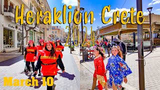 Heraklion Crete walking tour 4k sea front side carnival Greece 2024 [upl. by Schonfeld615]