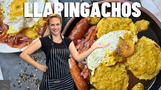 How to make POTATO CAKES ⎮ Ecuadorian LLAPINGACHOS with Peanut Sauce [upl. by Ahsirtak]