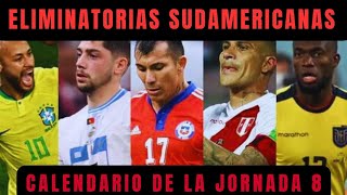 CALENDARIO DE LA JORNADA 8  Eliminatorias Sudamericanas rumbo al MUNDIAL 2026 [upl. by Veator]