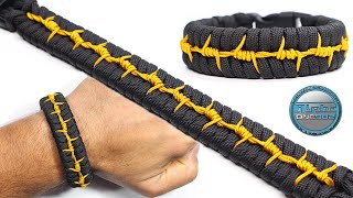 Barbed Wire Stitching Fishtail Paracord Bracelet Tutorial [upl. by Neenwahs]