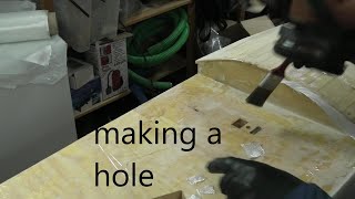 Making a centerboard swing hole while preparing for deck covering 304 [upl. by Kirk]