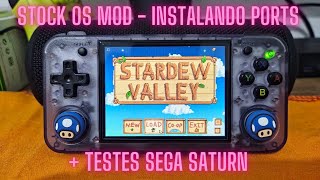 RG35XX H  Instalando Ports  Stock OS Mod  Teste Sega Saturn [upl. by Oringa]