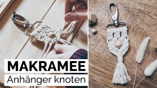 DIY Makramee Anhänger selber machen für Anfänger  Makramee Schlüsselanhänger oder Taschenanhänger [upl. by Ynney734]