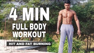 4 Min Full Body Workout at home  HIIT amp Fat burning [upl. by Airetal]