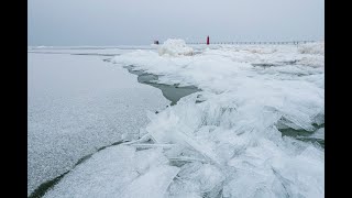 Timelapse shows ice shards forming along Lake Michigan shoreline [upl. by Anialem]