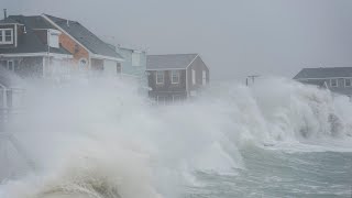 Noreaster powerful storm pounds Massachusetts coastline [upl. by Feola]