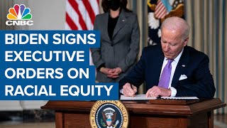 President Joe Biden signs executive orders on racial equity [upl. by Ecirtram]