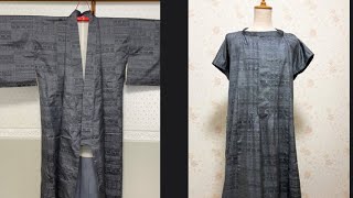 着物から簡単に作れるピンタックワンピース♪ A wonderful dress that can be easily made from a kimono [upl. by Iem]