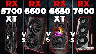 RX 5700 XT vs RX 6600 vs RX 6650 XT vs RX 7600  Teste Comparativo 1080P  1440P [upl. by Nivram33]