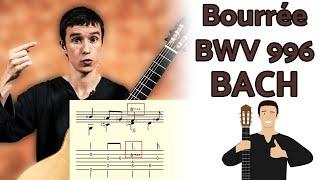 Un premier morceau pour aborder BACH  Bourrée TUTORIEL à la guitare [upl. by Selina]