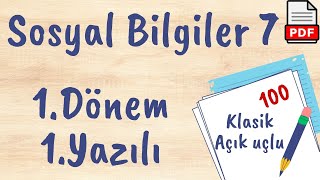 Sosyal Bilgiler 7 Sınıf 1 Dönem 1 Yazılı PDF açık uçlu  klasik 2024 2025 [upl. by Ytsim]