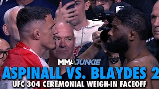 Tom Aspinall Curtis Blaydes Respectful at Final Faceoff for Interim Title Rematch  UFC 304 [upl. by Galatea]