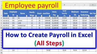 How to Create Payroll in Excel  salary sheet in excel payroll [upl. by Nakeber]