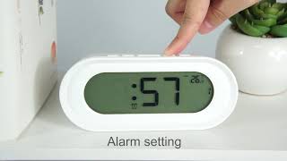 Oval shape digital calendar alarm clock with backlight ET748 [upl. by Htebazileyram697]