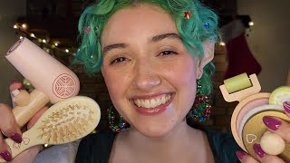 ASMR Elf Does Your Wooden Makeup amp Skincare 🎄holiday roleplay sleep aid layered sounds [upl. by Clayberg632]