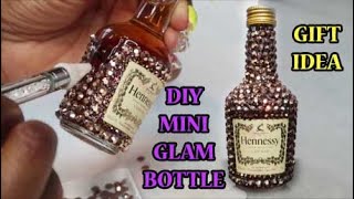 DIY RHINESTONE HENNESSY GLAM BOTTLE 50ML BLING SHORTY BOTTLE  GREAT DIY GIFT IDEA [upl. by Iadrahc388]