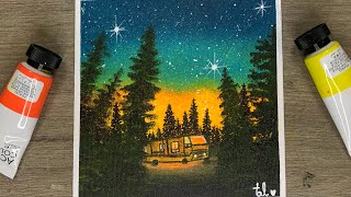 Under Night Sky Painting  Acrylic Painting for Beginners [upl. by Imit16]