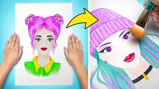 Trasformazione completa delle bambole di carta  Tutorial di trucco realistico 🥰 [upl. by Schroer]