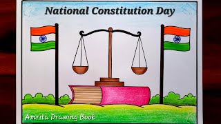 National Constitution Day Drawing 26th Nov  National Law Day  Samvidhan Diwas Poster drawing [upl. by Eiggep]