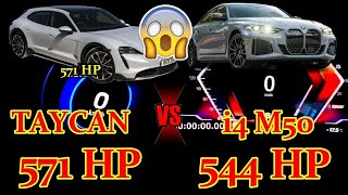 Electrifying Showdown Porsche Taycan 4S Cross Turismo 571 HP vs BMW i4 M50 544 HPquot [upl. by Ainot]