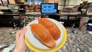 Eating at a Conveyor Belt Sushi Restaurant in japan quotGatten Sushiquot around Tokyo [upl. by Verras]