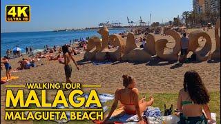 Malaga  La Malagueta Beach Walk  Spain  June 2022 4K60FPS [upl. by Rosane368]