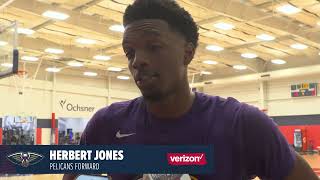 Herb Jones on Jokic D vs Denver  PelicansNuggets Shootaround 1242023 [upl. by Refinnej]