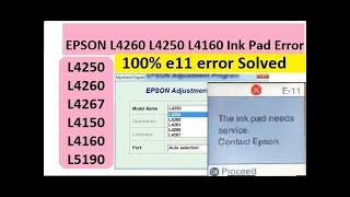 Epson L4260 L4261 L5290 ink pad needs service  Epson L4260 L4261 error e11 ink pad reset [upl. by Trebmer47]