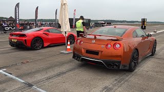 Nissan GTR R35 vs Ferrari 488 Pista [upl. by Annayi]