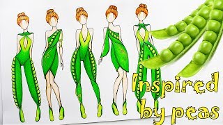 РИСУЕМ ЭСКИЗЫ ОДЕЖДЫ вдохновение горохом  Fashion illustration speedpaint [upl. by Hamil982]