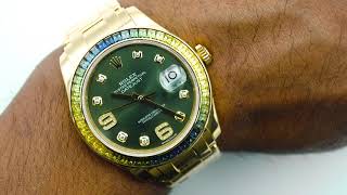 Rolex Datejust Pearlmaster 39 mm Rolex Factory GEM Set Bezel Green Diamond Dial Complete Set 2022 [upl. by Moncear]