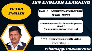 Edmund Spensers The Faerie Queene Book I CLASS RECORDING VIDEO  3‎jsnenglishlearning [upl. by Assetak]