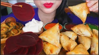 ASMR CRUNCHY SAMOSA  PICKLED BITTER GOURD  BEETROOT  EATING SOUNDS  NO TALKING [upl. by Jaymie]