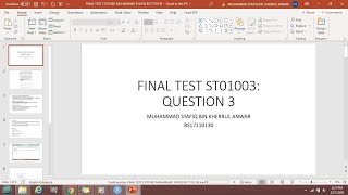 BIOMETRY FINAL TEST 3 ST01003 MUHAMMAD SYAFIQ BS17110130 [upl. by Ayrolg641]