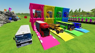 TRANSPORTING EMERGENCYBUSDUM TRUCKANIMAL TRANSPORT TRUCK TO GARAGE WITH TRANSPORTER TRUCK [upl. by Egroeg]