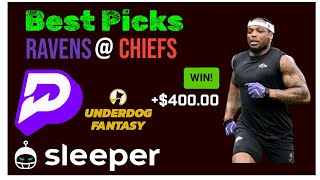 Prizepicks NFL Thursday Night Football Ravens at Chiefs Best Bets 9524 [upl. by Gracye]