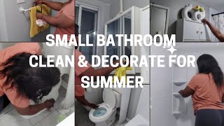 SMALL BATHROOM CLEAN amp DECORATE FOR SUMMER summer cleaning [upl. by Kirstyn]