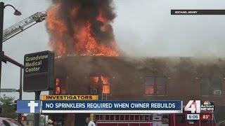 Sprinklers not needed to rebuild burned out Grandview building [upl. by Lledroc923]