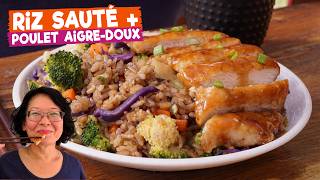 Riz Sauté et Poulet AigreDoux 🤤 Les restes du frigo font un délicieux repas [upl. by Ylime789]