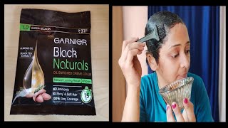 Garnier Black Naturals Hair Color  क्या ये सफेद बालों ‌ को नेचुरल काला करता‌ है Review and Demo [upl. by Herschel]