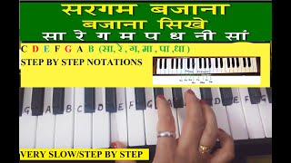 Sa Re Ga Ma on HarmoniumSargam on piano सरगम कैसे बजाये पियानो पर [upl. by Delija]