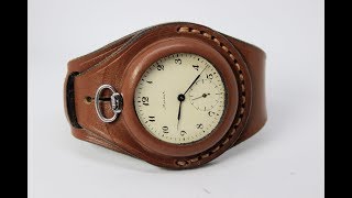 Antique WW1 times New Leather STRAP Band WRISTBAND For Pocket Watch 45mm WWII [upl. by Frazier]