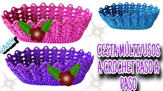 IMPRESIONANTE CestaCanasta MÚLTIUSOS a crochet FÁCILES DE VENDER 😱 [upl. by Yankee750]