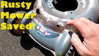 Welding Rusty Lawnmower Deck Repair  Honda Izy  Sealey MightyMig [upl. by Toll]