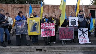 ProUkraine protests take place in European capitals as 1000th day of war approaches [upl. by Bocyaj360]