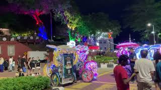 MALACCA CITY AT NIGHTTrishawbeca in Malaysiaread as ‘becha’TRADITIONAL CULTURE RIDE [upl. by Hairu]