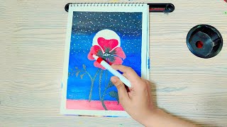 How to draw an easy painting for beginnersEasy drawing [upl. by Etiragram]